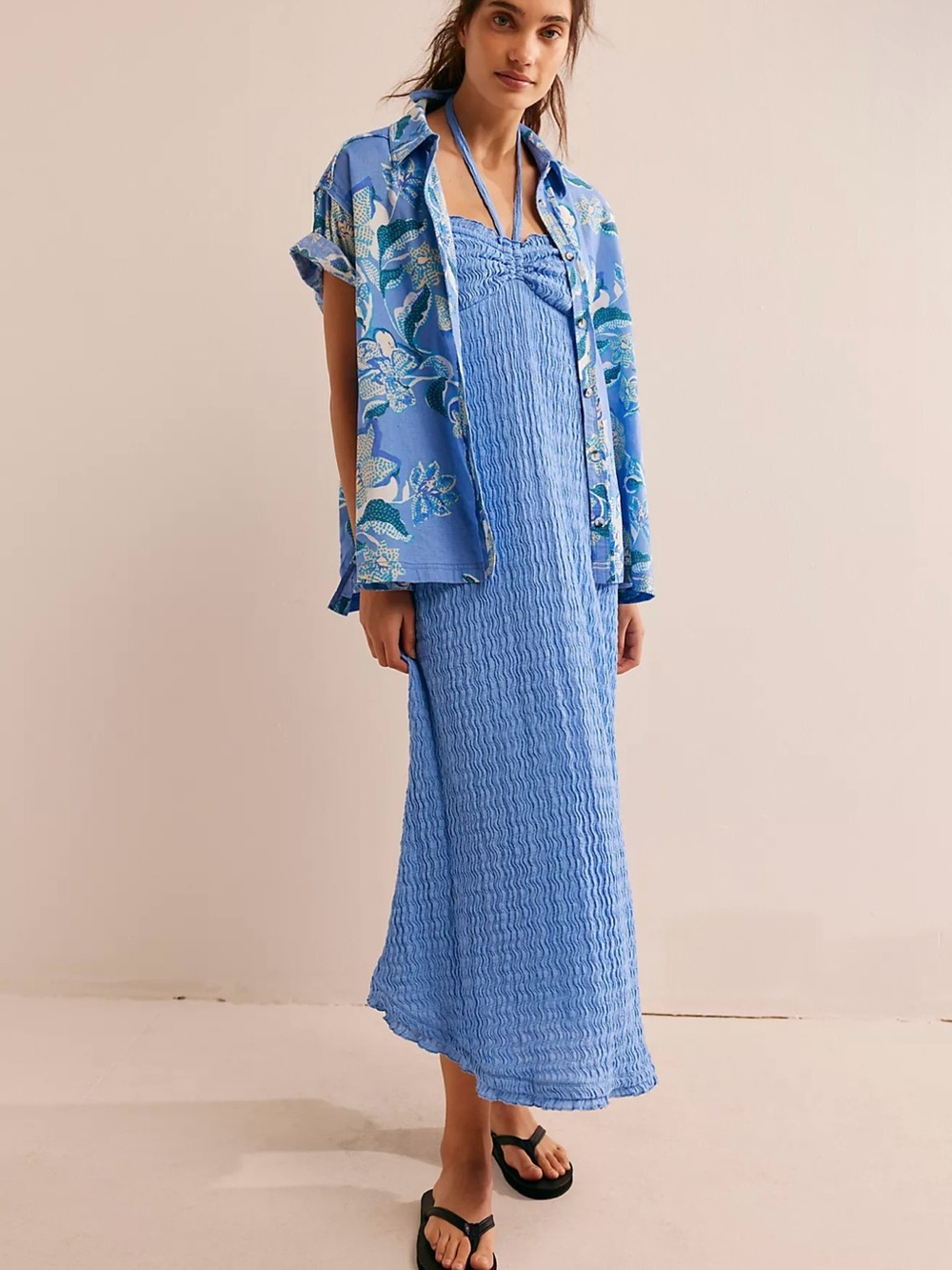 Free People Blue Midi Dress